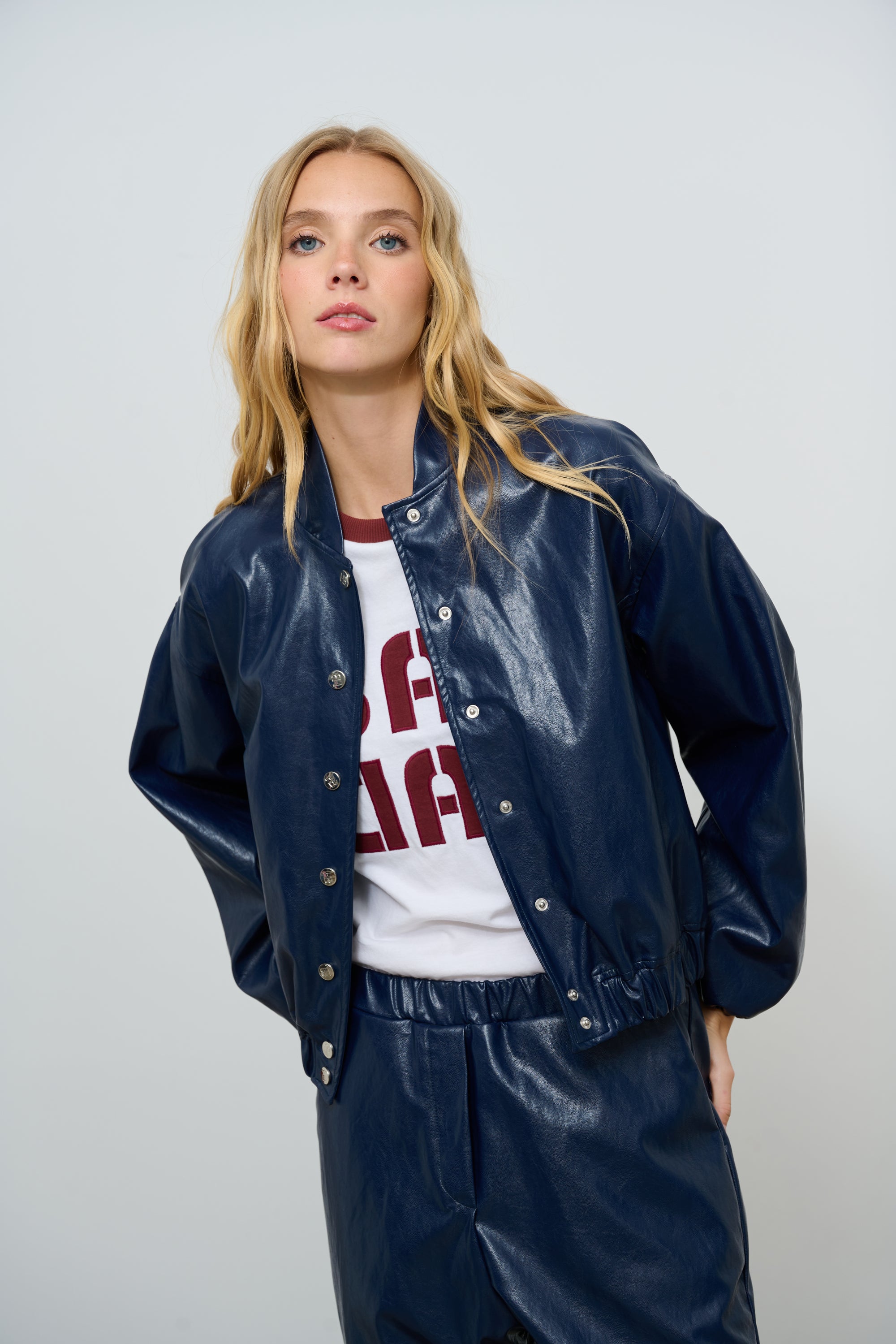 JACKET MANUELA LEATHER NAVY